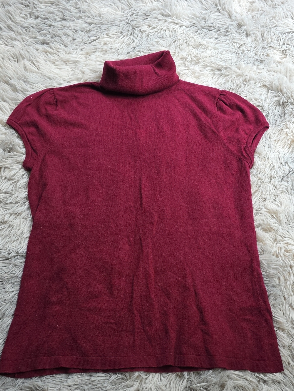 Ann Taylor Short-Sleeve Turtleneck Top - Burgundy
